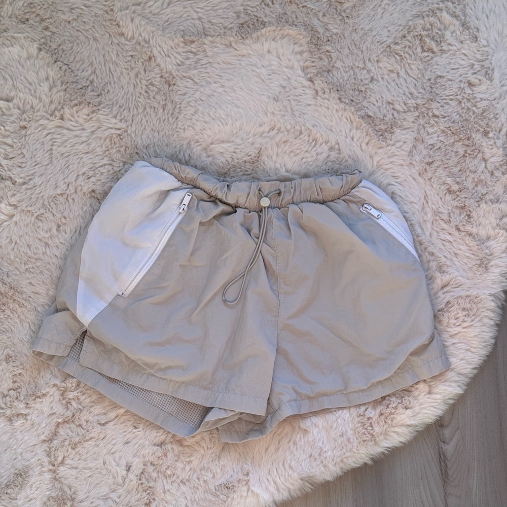 Women's Athletic Tan Shorts with White Details